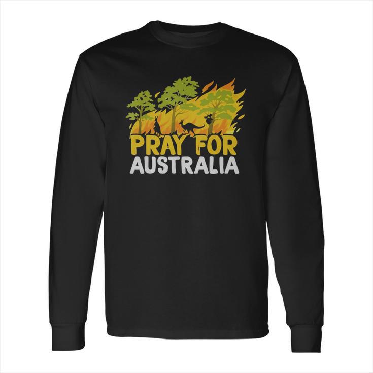 Pray For Australia Australian Bush Fire Koala Kangaroo Shirt Long Sleeve T-Shirt