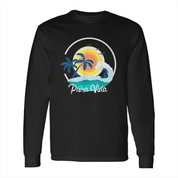 Pura Vida Costa Rica Toucan Tropical Surf Beach Gift Long Sleeve T-Shirt