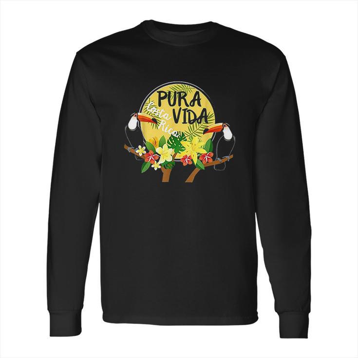 Pura Vida Costa Rica Toucan Tropical Surf Beach Long Sleeve T-Shirt