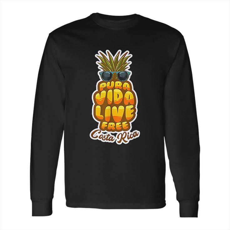 Pura Vida Pineapple Retro Simple Pure Life Costa Ricans Gift Long Sleeve T-Shirt