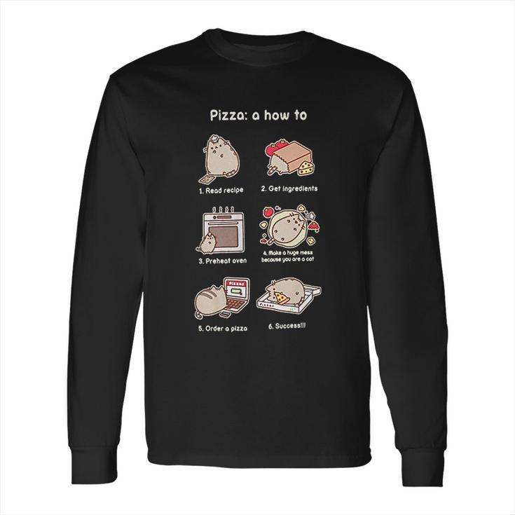 Pusheen Pizza A How-To Junior Long Sleeve T-Shirt