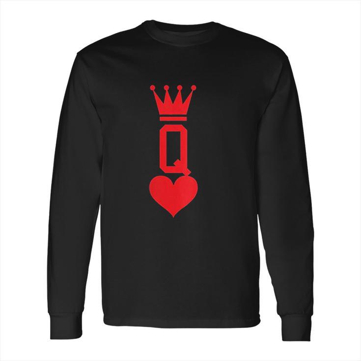 Queen Of Hearts Gift Playing Card Halloween Costume Long Sleeve T-Shirt