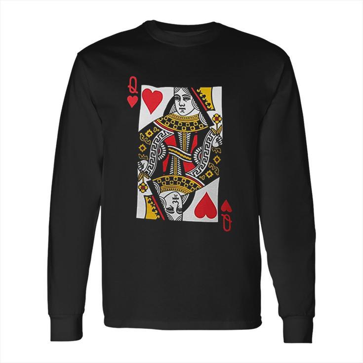 Queen Of Hearts Playing Card Funny Long Sleeve T-Shirt