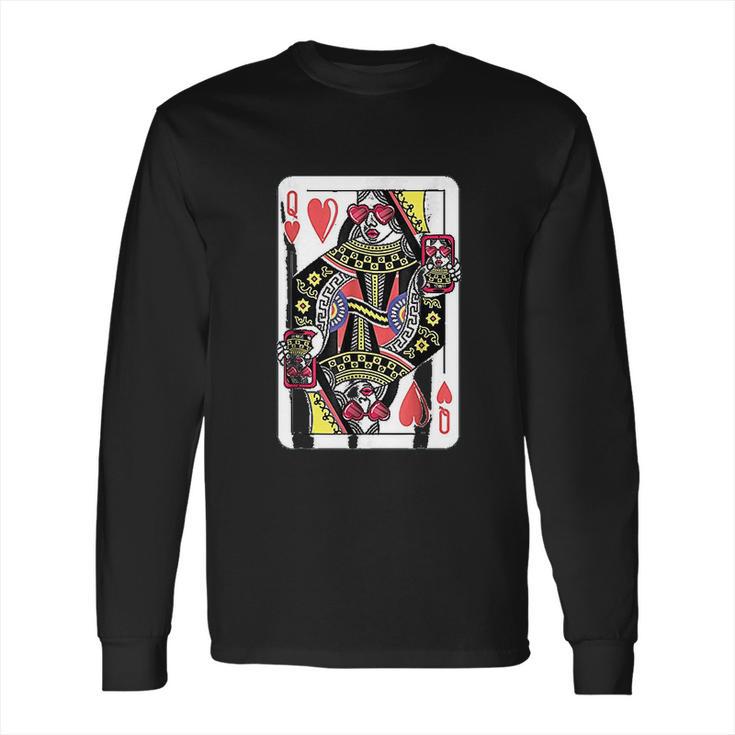 Queen Of Hearts Playing Card Long Sleeve T-Shirt