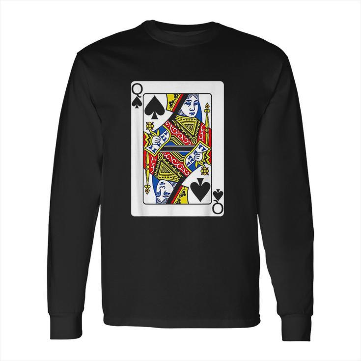 Queen Of Spades Playing Card Long Sleeve T-Shirt