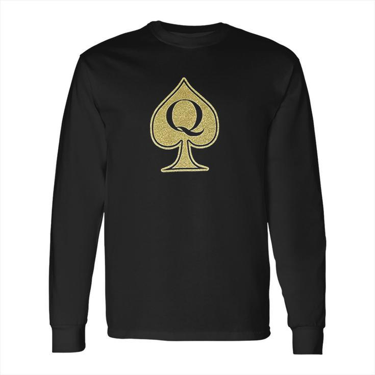 Queen Of Spades With Qos Symbol Long Sleeve T-Shirt