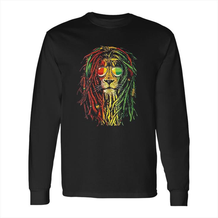 Rasta Reggae Lion Sunglass Art Gift For Rastafarian Lover Long Sleeve T-Shirt