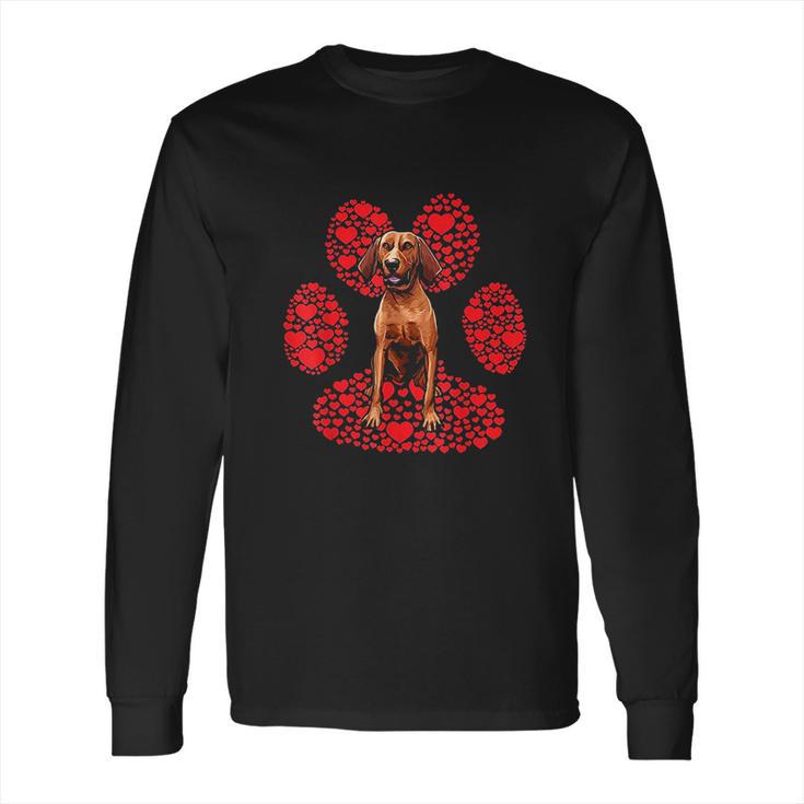 Redbone Coonhound Valentines Day Dog Love Paw Long Sleeve T-Shirt