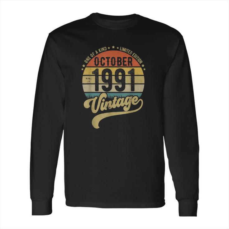 Reto 30Th Birthday 30 Years Old Born In October 1991 Ver2 Long Sleeve T-Shirt