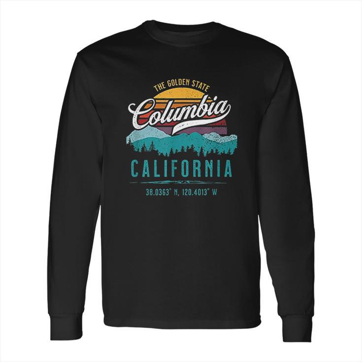 Retro Columbia California Mountains Sun Grunge Art Souvenir Long Sleeve T-Shirt