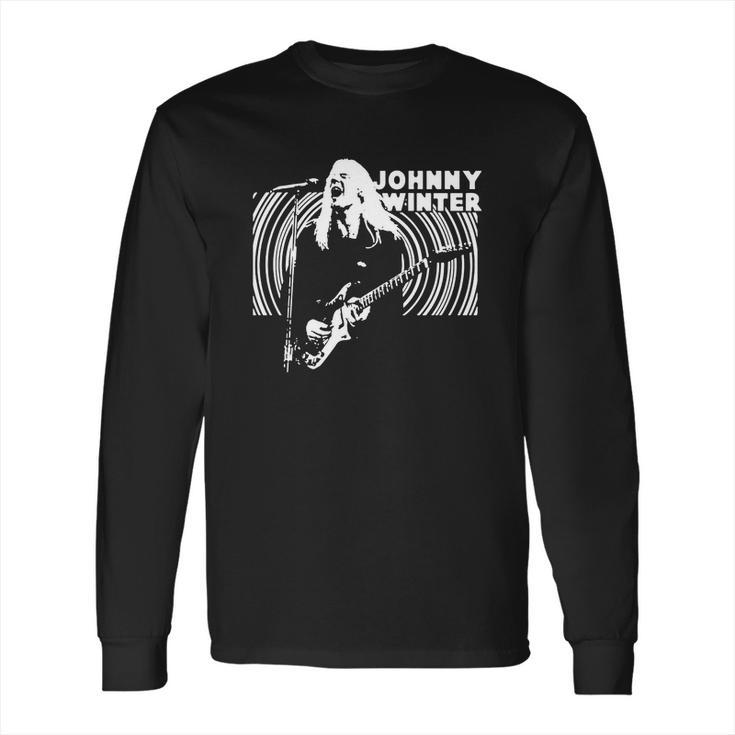 Retro Graphic Johnny Winter Backlit Art Long Sleeve T-Shirt