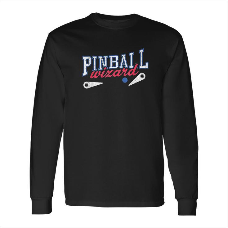 Retro Pinball Wizard Print Arcade Game Lover Long Sleeve T-Shirt