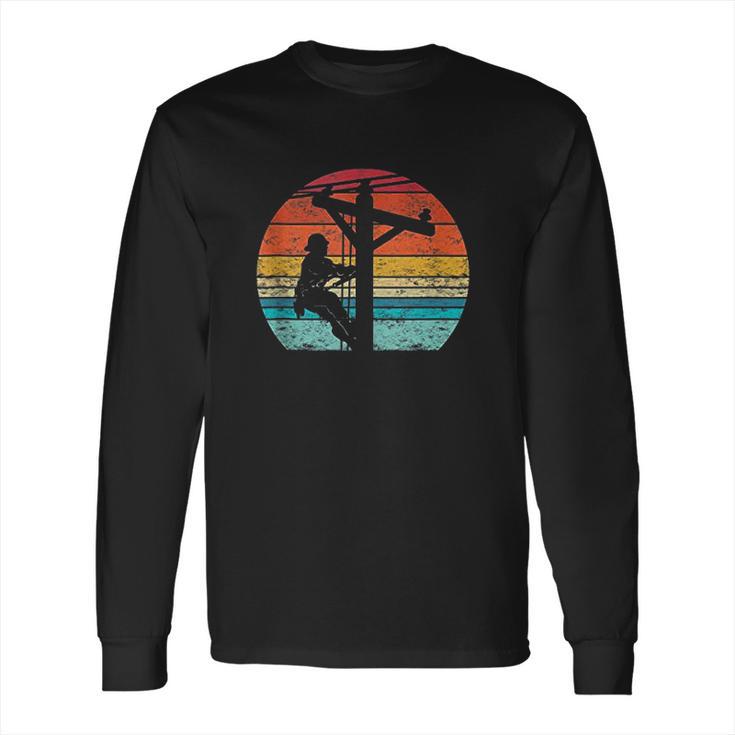 Retro Style Electric Cable Lineman Long Sleeve T-Shirt