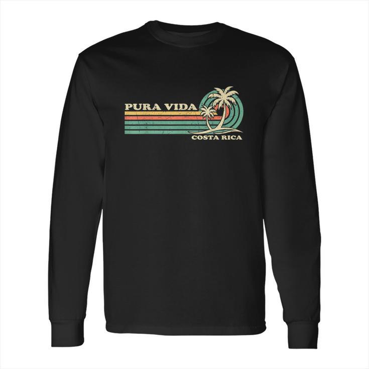 Retro Vintage Family Vacation Costa Rica Pura Vida Beach Long Sleeve T-Shirt