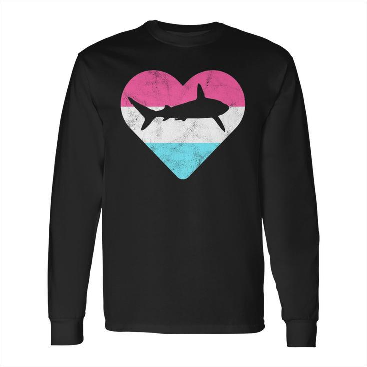 Retro Vintage Mako Shark Heart Gift Long Sleeve T-Shirt