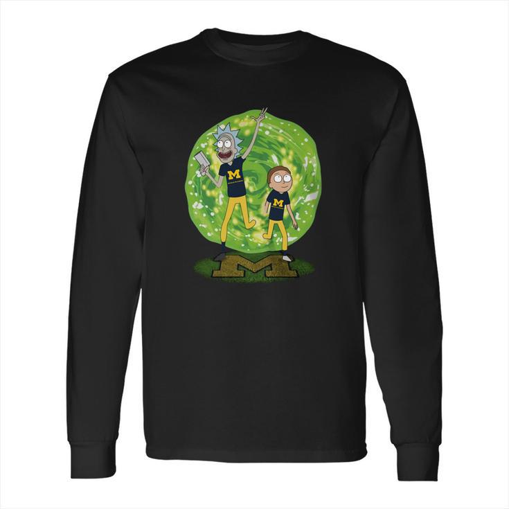 Rick And Morty Michigan Wolverines Football Long Sleeve T-Shirt