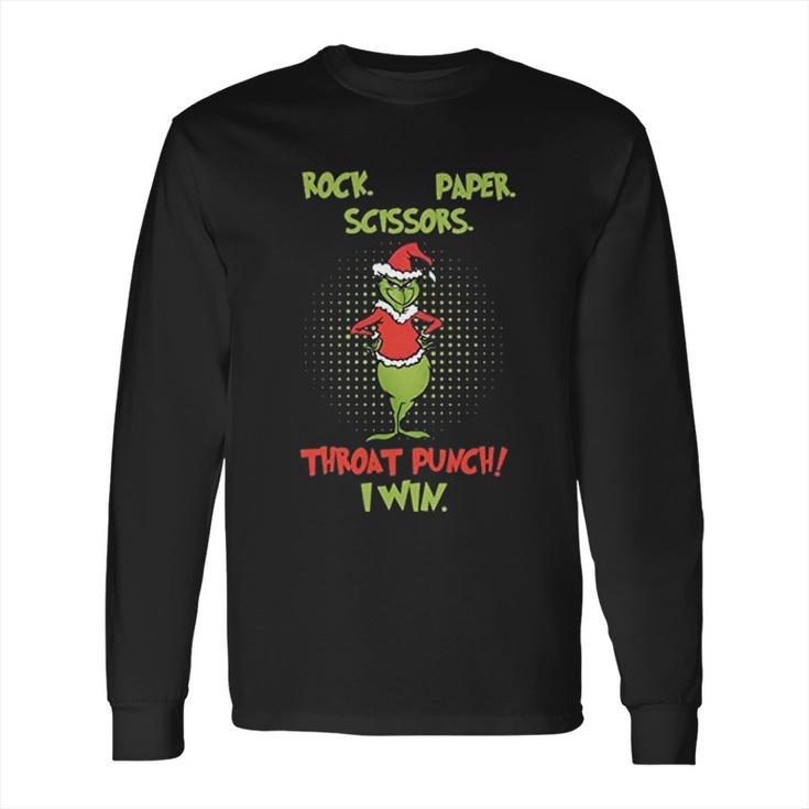 Rock Paper Scissors Throat Punch I Win Funny Grinch Long Sleeve T-Shirt