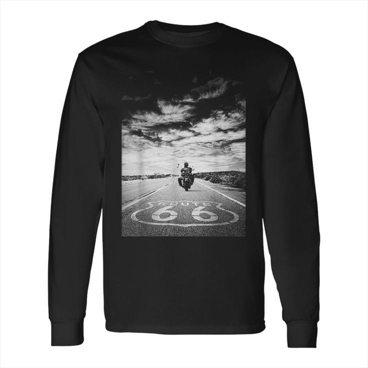 Route 66 Biker On The Road Long Sleeve T-Shirt