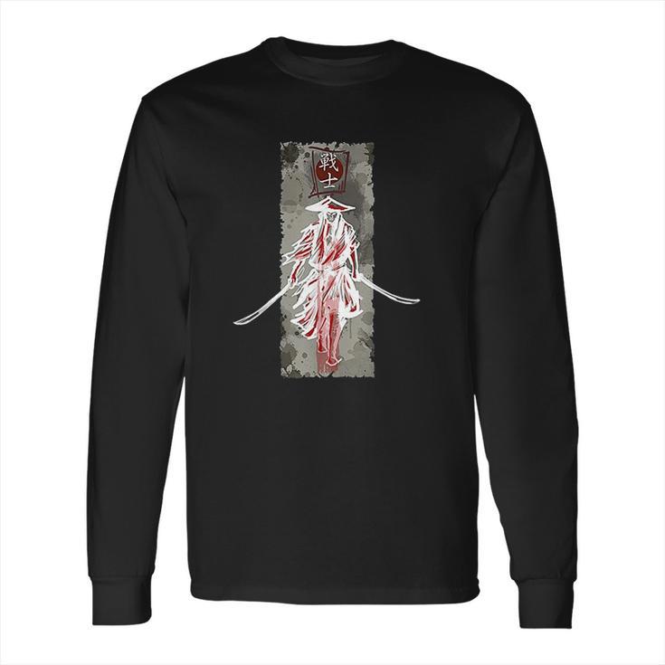 Samurai Japanese Katana  Retro Art Print Bushido Long Sleeve T-Shirt