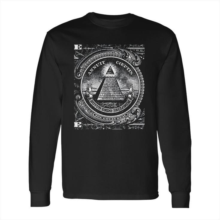 All Seeing Eye Illuminati Dollar Bill Funny Long Sleeve T-Shirt