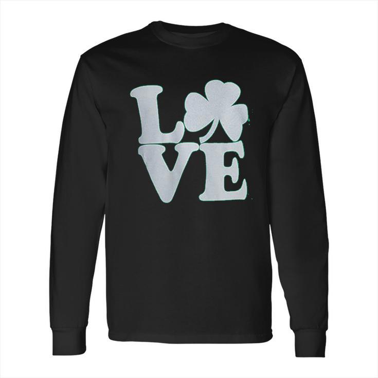 Shamrock Love Funny St Pats Paddy Patrick Pattys Green Heart Cute Long Sleeve T-Shirt