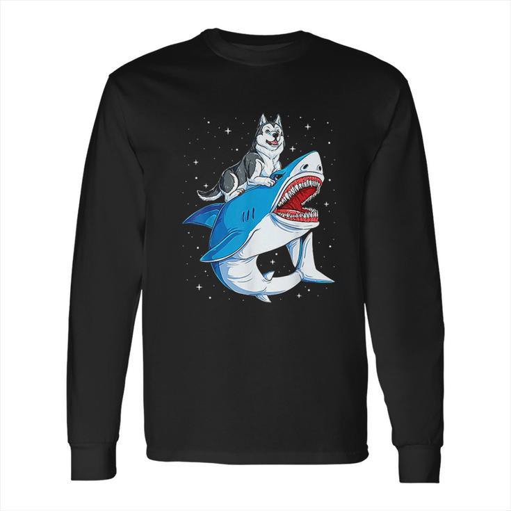 Siberian Husky Shark Jawsome Dog Lover Gifts Space Galaxy Long Sleeve T-Shirt