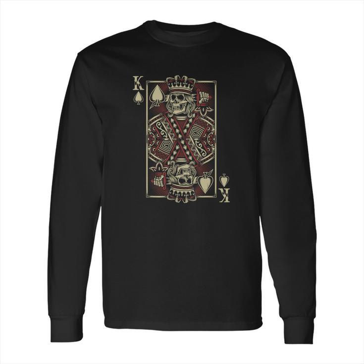 Skull Motorcycle Shirt Biker King Of Spades Card Game Poker Long Sleeve T-Shirt