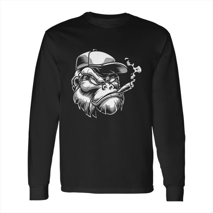 Smoking Gorilla Monkey Cigar Long Sleeve T-Shirt