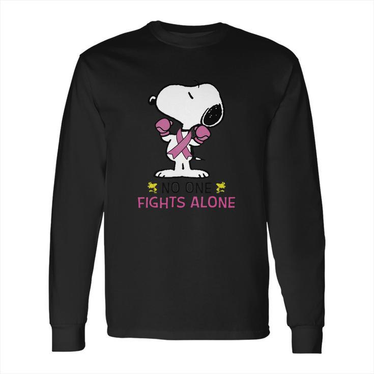 Snoopy No One Fights Alone Breast Cancer Awareness Shirt Long Sleeve T-Shirt