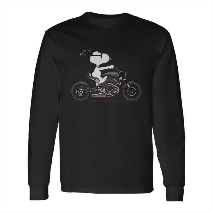 Snoopy Riding Motorcycle Shirt Long Sleeve T-Shirt