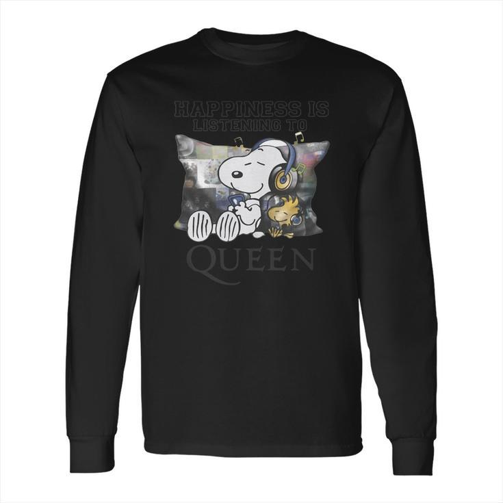 Snoopy And Woodstock Happiness Is Listening To Queen T-Shirt Long Sleeve T-Shirt