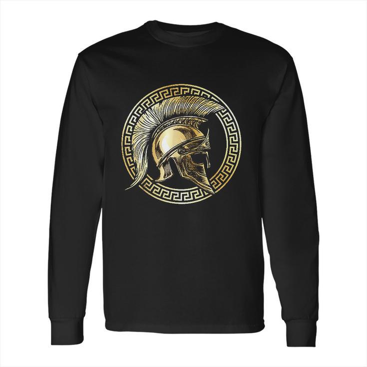 Spartan Helmet Gold Gladiator Sparta Greek Gym Workout Long Sleeve T-Shirt