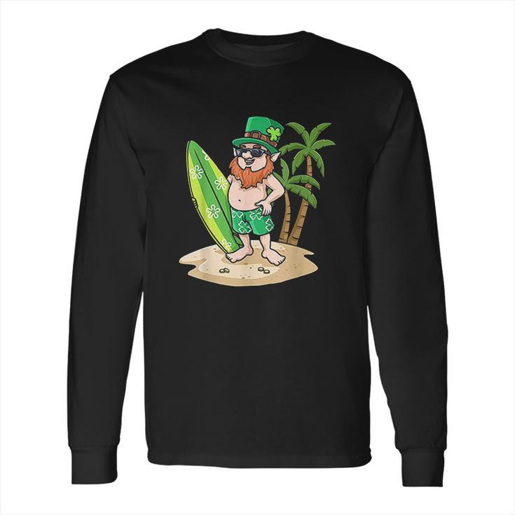 St Patricks Day Hawaiian For Men Leprechaun St Paddy Long Sleeve T-Shirt