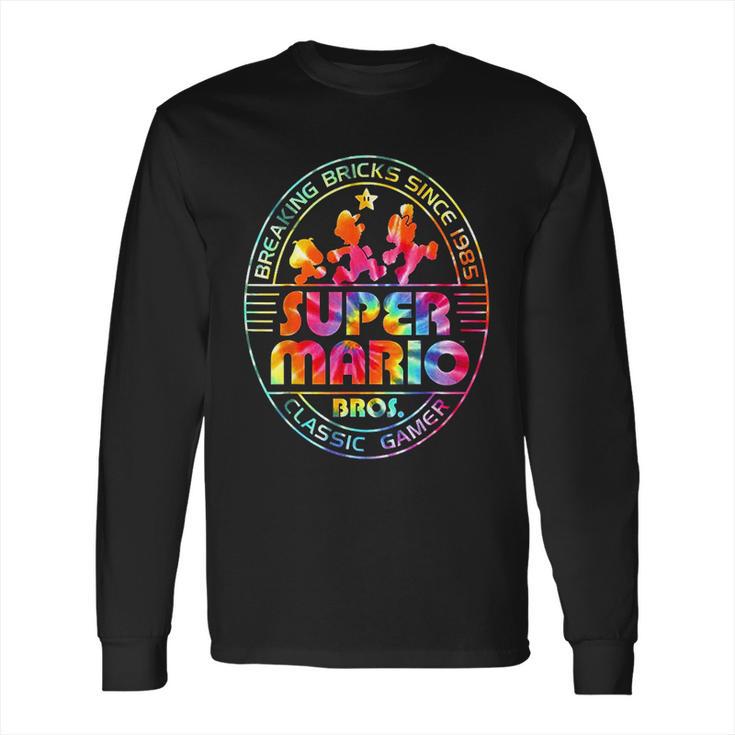 Super Mario Brick Break 85 Tie Dye Logo Graphic Long Sleeve T-Shirt