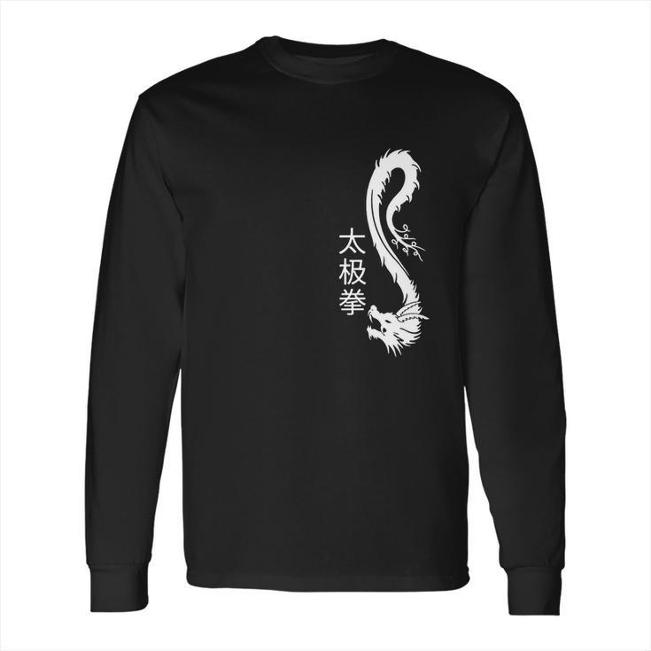 Tai Chi Chuan White Chinese Dragon Graphic Gift Long Sleeve T-Shirt