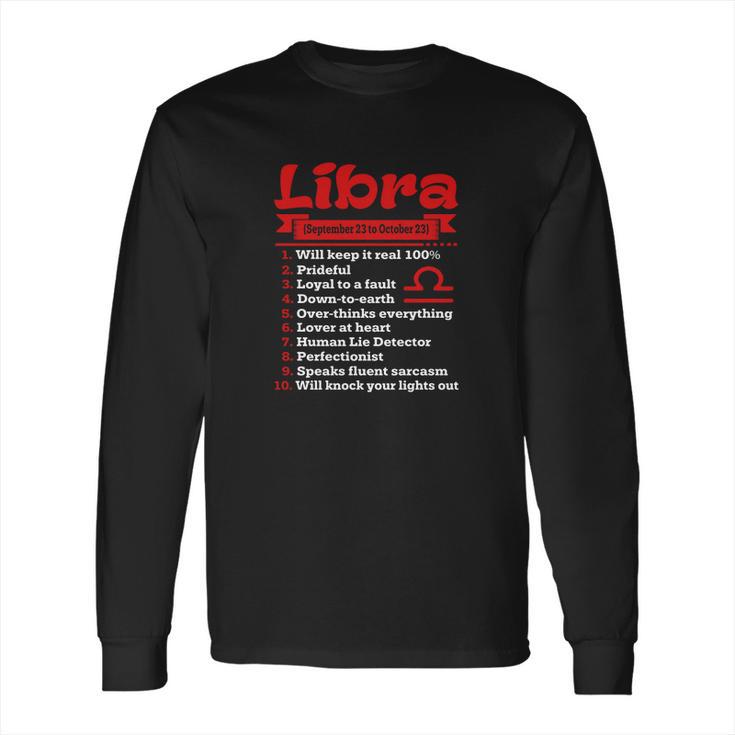 Top Ten Signs To Spot True Libra Red Color Long Sleeve T-Shirt