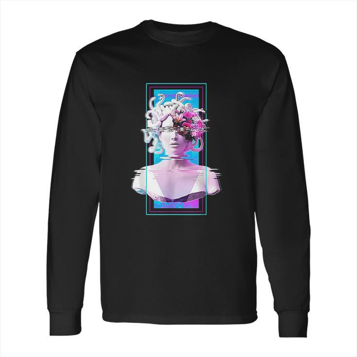 Vaporwave Medusa Statue Aesthetic Art Glitch Japanese Otaku Long Sleeve T-Shirt