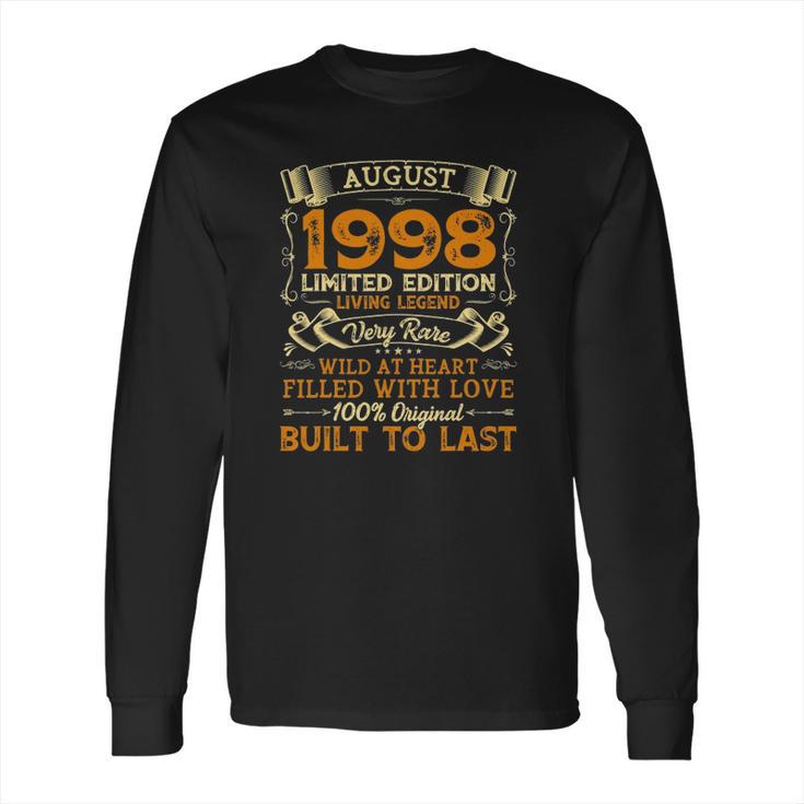 Vintage 23Rd Birthday August 1998  23 Years Old Gift Long Sleeve T-Shirt