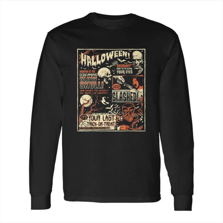 Vintage Horror Movie Shirts Poster Terror Old Time Halloween Long Sleeve T-Shirt