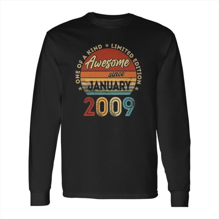 Vintage January 2009 Retro 13 Years Old 13Th Birthday Gift Long Sleeve T-Shirt