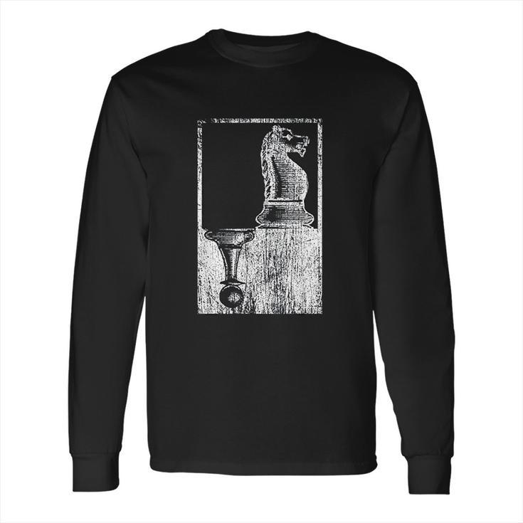 Vintage Pawn And Knight Shadow Chess Long Sleeve T-Shirt