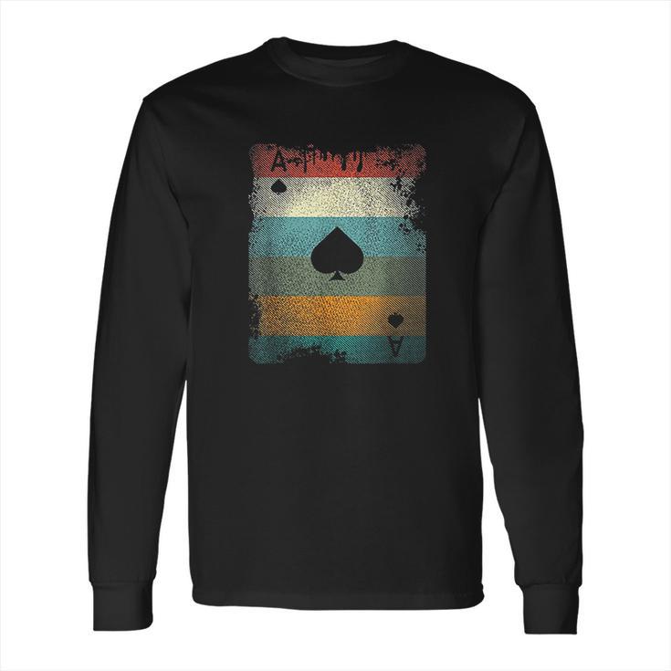 Vintage Poker Ace Of Spades Retro Cards Long Sleeve T-Shirt