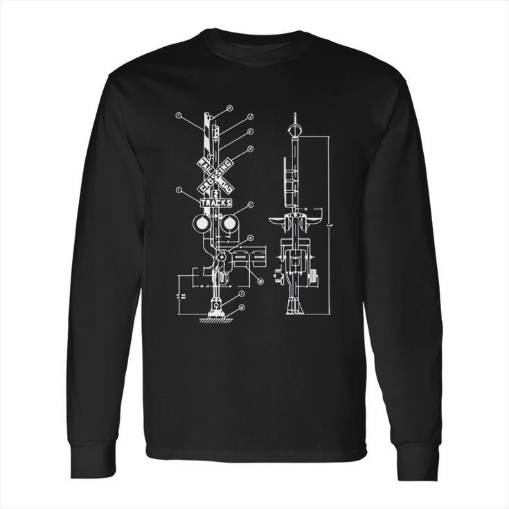 Vintage Railway Model10 Crossing Patent Drawing Model Train Long Sleeve T-Shirt