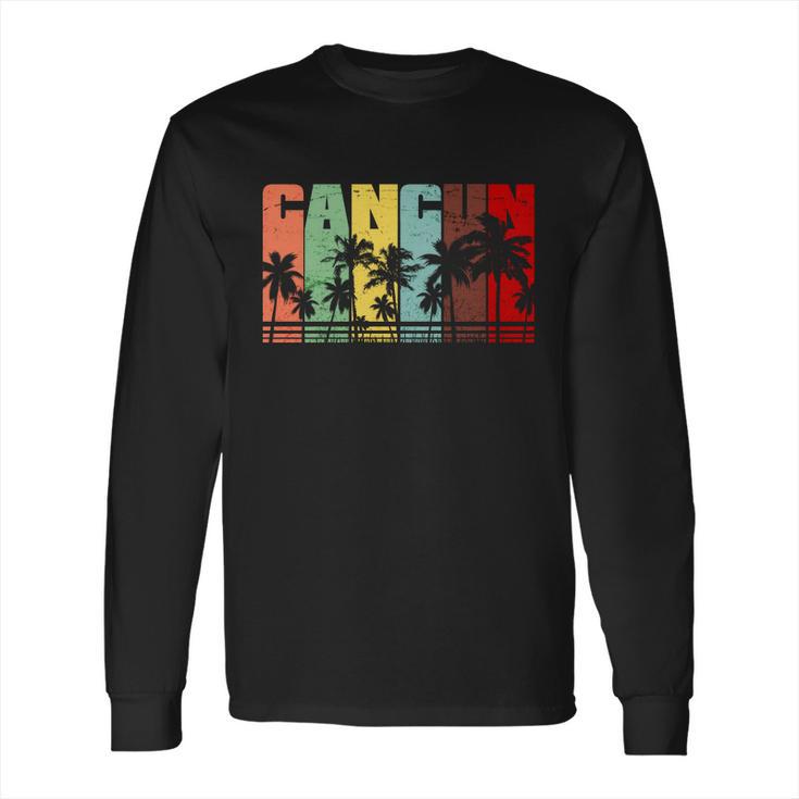 Vintage Retro Cancun Palm Tree Logo Long Sleeve T-Shirt