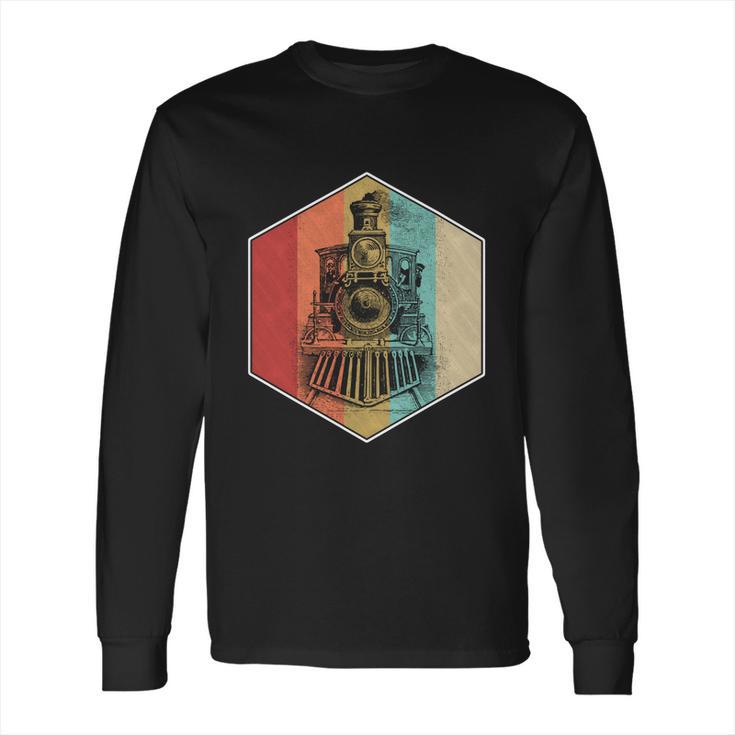 Vintage Retro Train Steam Engine Locomotive Trainspotting Gift  Long Sleeve T-Shirt