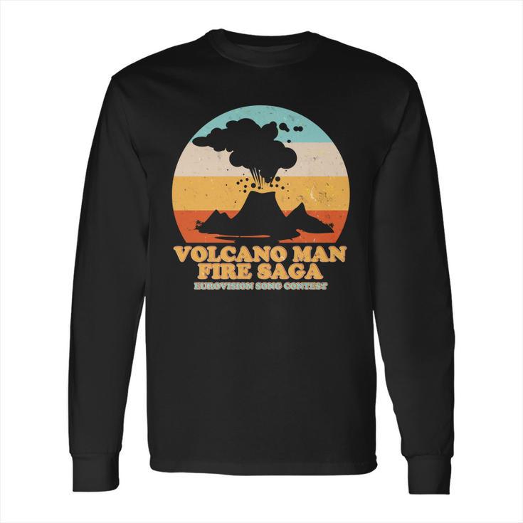 Vintage Volcano Man Fire Saga Eurovision Song Contest Long Sleeve T-Shirt