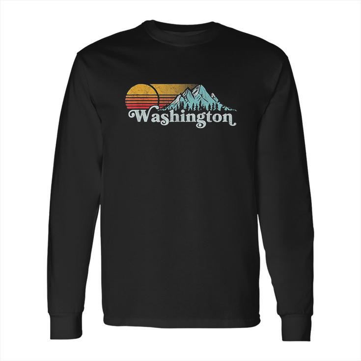 Vintage Washington State Retro Distressed Mountains Graphic Long Sleeve T-Shirt