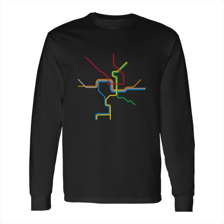 Washington Dc Metro Subway Map Shirt - Color Lines Long Sleeve T-Shirt