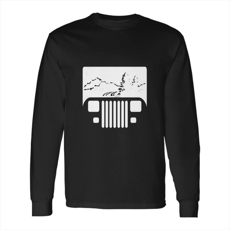 White Adventuring Yj Jeep Long Sleeve T-Shirt