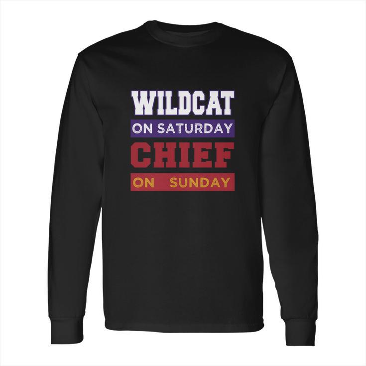 Wildcat On Saturday Chief On Sunday Kansas City Long Sleeve T-Shirt